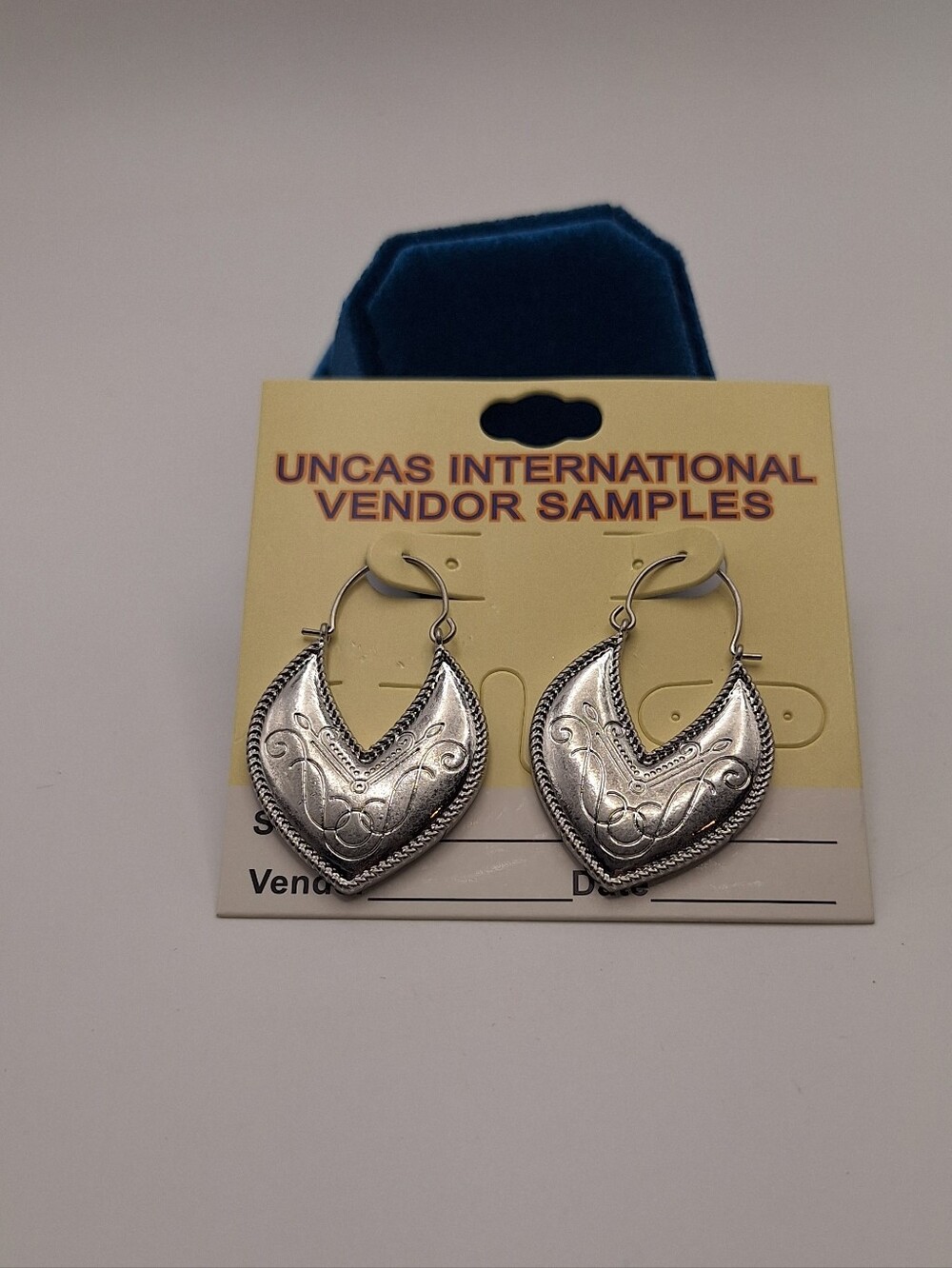 Silver Tone Western Engraved Scroll Dangle Earrings